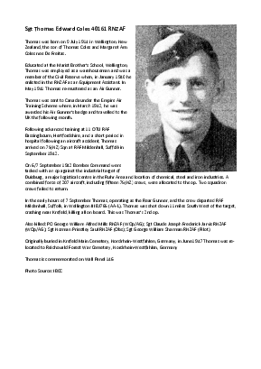 A preview of a PDF biography for Coles, Thomas Edward